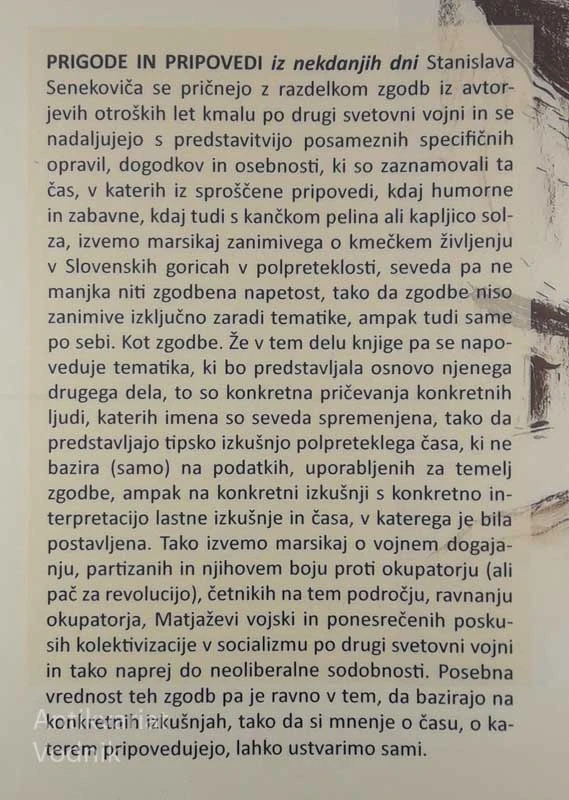 PRIGODE IN PRIPOVEDI IZ NEKDANJIH DNI, Stanislav Senekovič