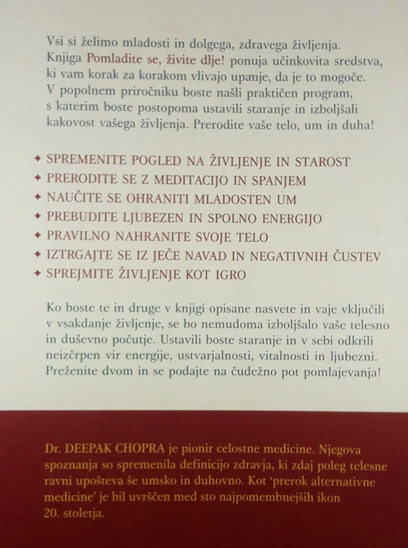 POMLADITE SE, ŽIVITE DLJE!, Dr. Deepak Chopra