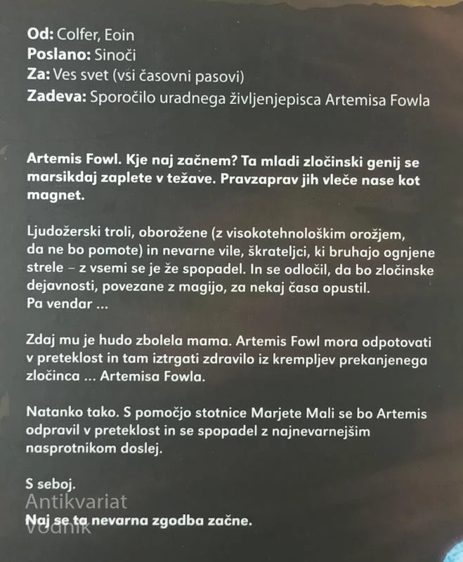 ARTEMIS FOWL; ČASOVNI PARADOKS, Eoin Colfer