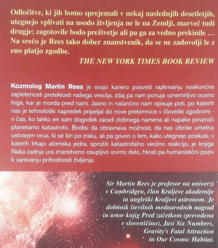 NAŠA ZADNJA URA, Martin Rees