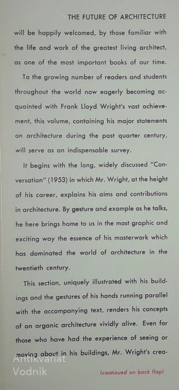 THE FUTURE OF ARCHITECTURE, Frank Lloyd Wright