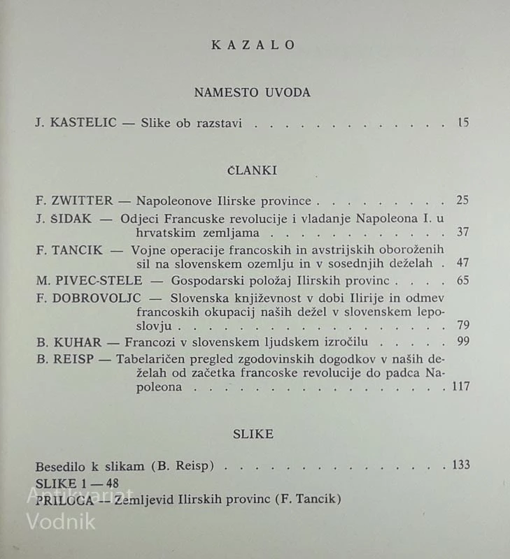 NAPOLEONOVE ILIRKSE PROVINCE 1809-1814, več avtorjev