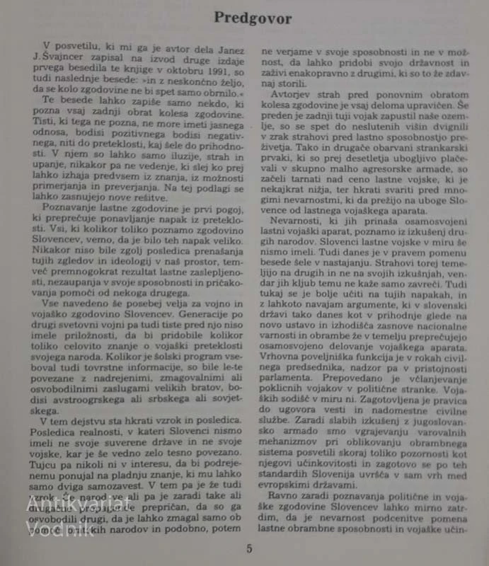 VOJNA IN VOJAŠKA ZGODOVINA SLOVENCEV, Janez J. Švajncer