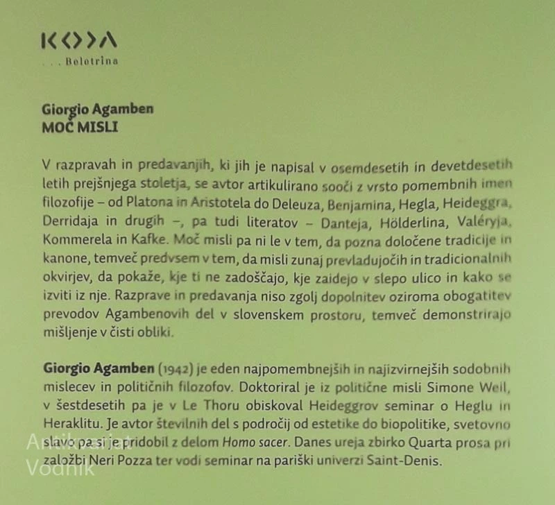 MOČ MISLI, Giorgio Agamben