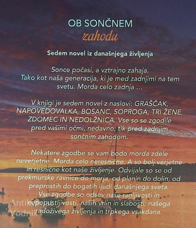 OB SONČNEM ZAHODU; SEDEM NOVEL IZ DANAŠNJEGA ŽIVLJENJA, Ivan Sivec