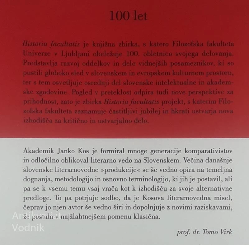 JANKO KOS IN SLOVENSKA PRIMERJALNA KNJIŽEVNOST, Tone Smolej