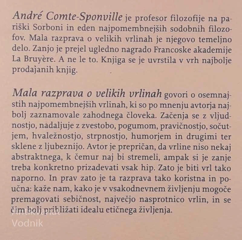 MALA RAZPRAVA O VELIKIH VRLINAH, André Comte-Sponville