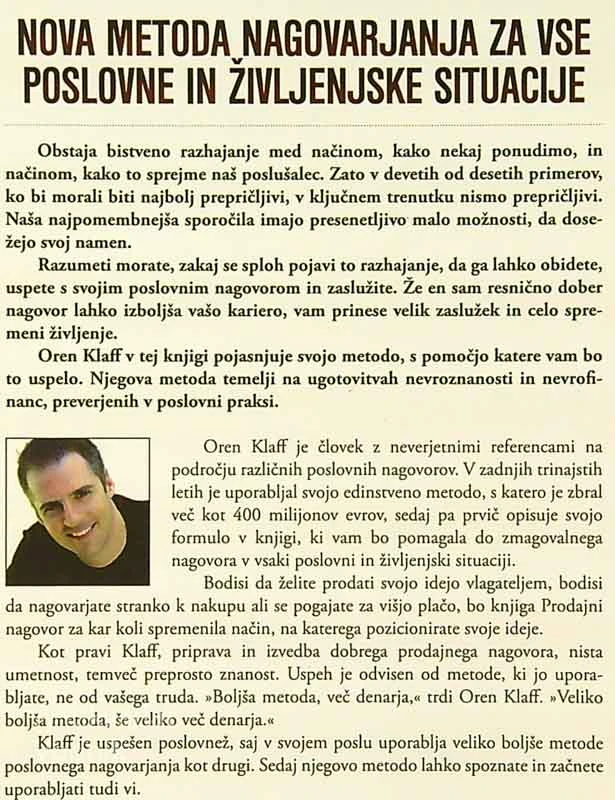 PRODAJNI NAGOVOR ZA KARKOLI, Oren Klaff