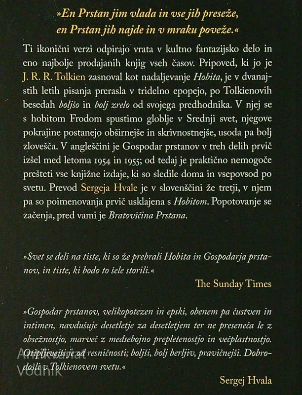 BRATOVŠČINA PRSTANA; J.R.R. Tolkien
