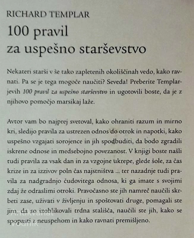 100 PRAVIL ZA USPEŠNO STARŠEVSTVO, Richard Templar