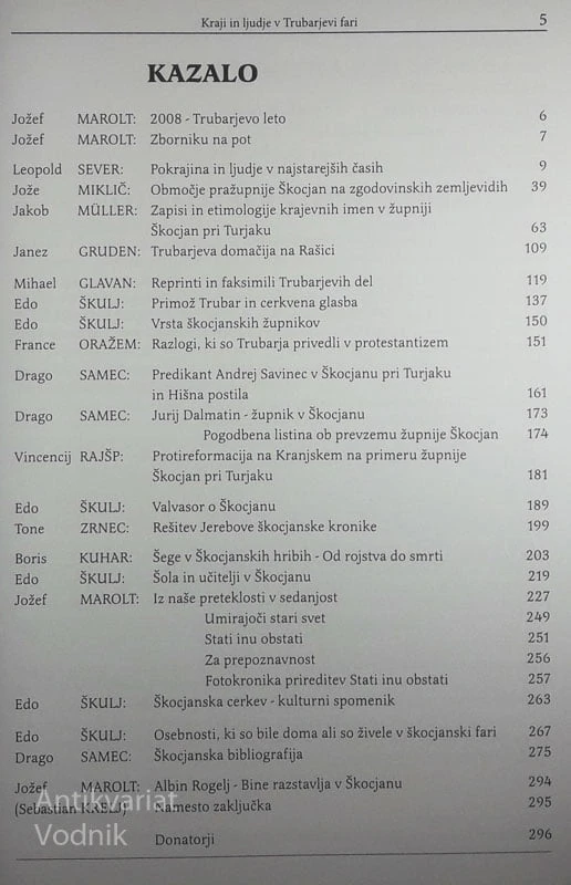 KRAJI IN LJUDJE V TRUBARJEVI FARI, več avtorjev