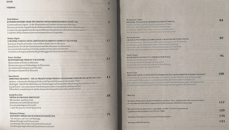 PARKI- UMETNOST OBLIKOVANJA PROSTORA; PUBLIKACIJE RESTAVRATORSKEGA CENTRA RS