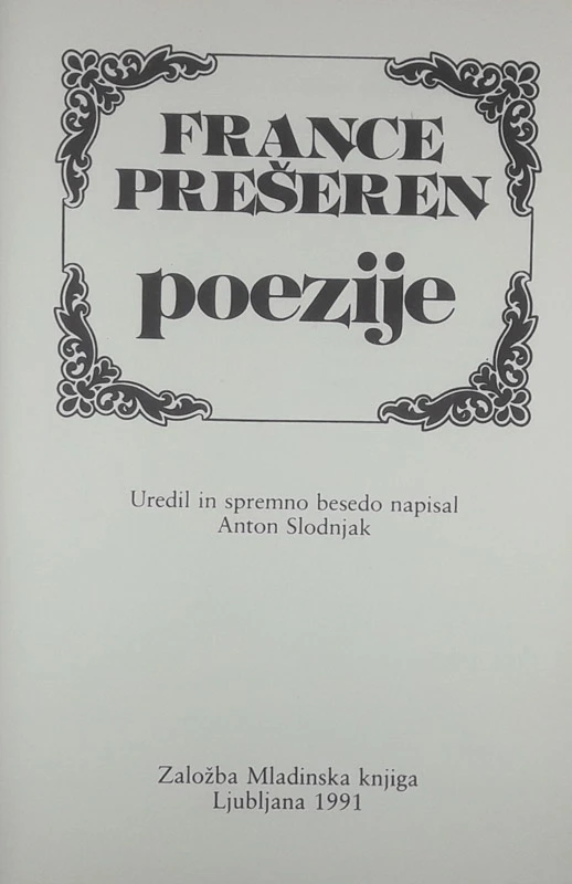 POEZIJE, France Prešeren