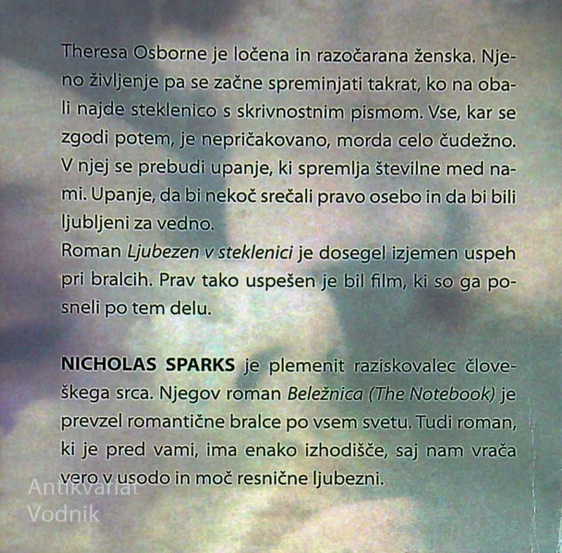 LJUBEZEN V STEKLENICI, Nicholas Sparks