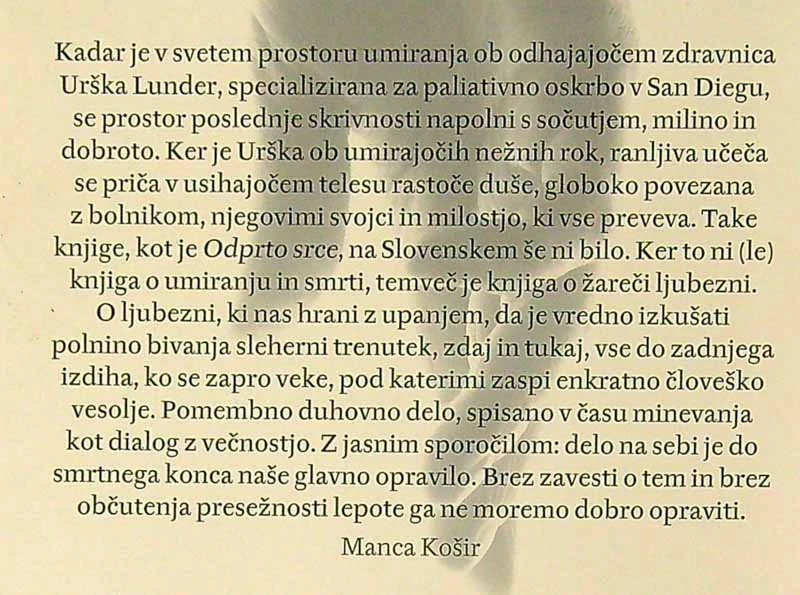 ODPRTO SRCE, Urška Lunder
