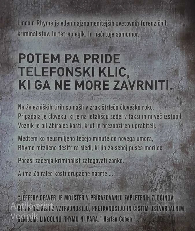 ZBIRALEC KOSTI, Jeffery Deaver