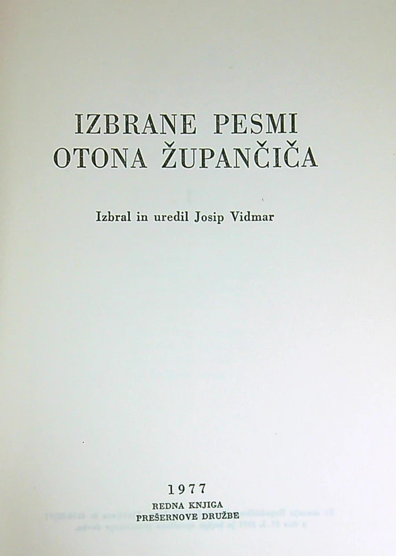IZBRANE PESMI OTONA ŽUPANČIČA
