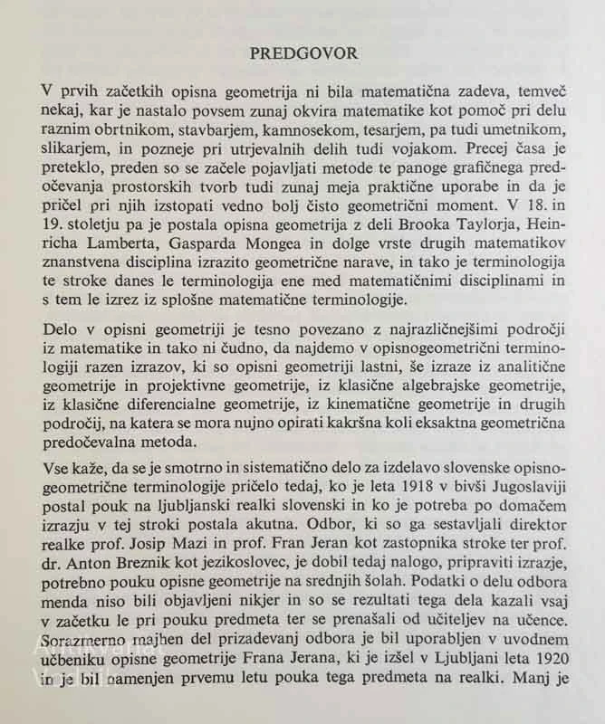 TERMINOLOŠKI SLOVAR OPISNE GEOMETRIJE, Oton Sajovic