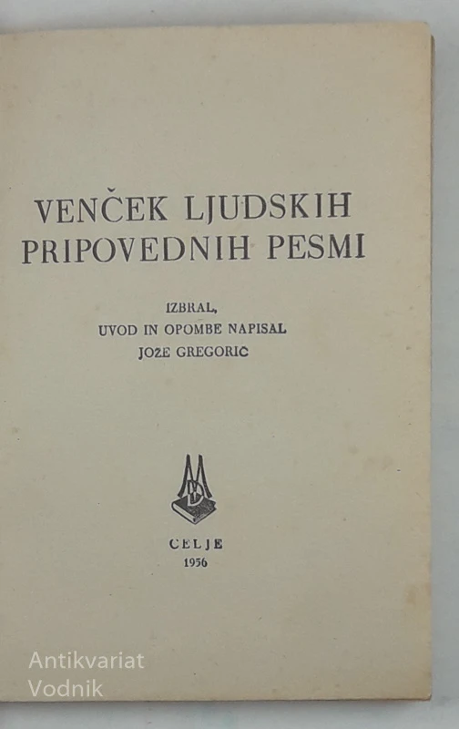 VENČEK LJUSKIH PESMI, izbral Jože Gregorič