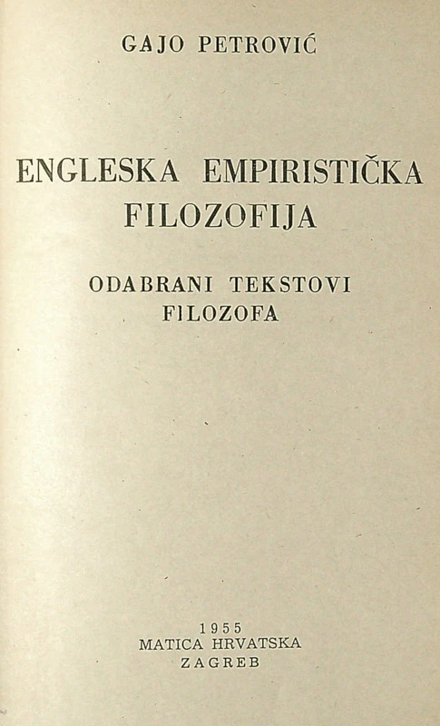 ENGLESKA EMPIRISTIČKA FILOZOFIJA, Gajo Pejović