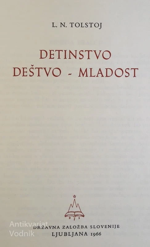 DETINSTVO – DEŠTVO – MLADOST, L. N. Tolstoj