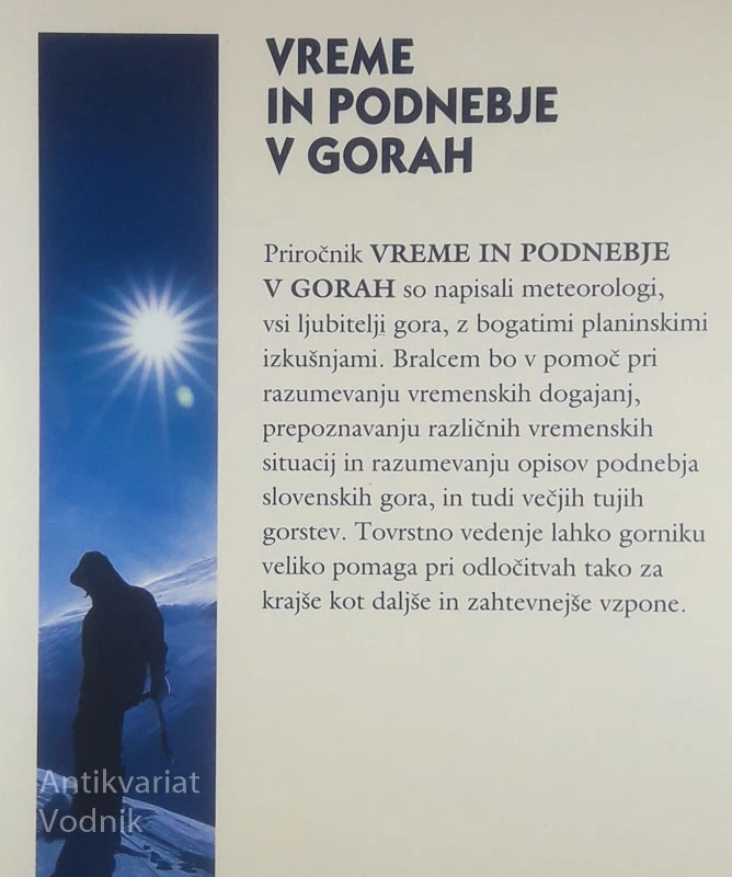 VREME IN PODNEBJE V GORAH, Tomaž Vrhovec, Damijana Kastelec in Zdravko Petkovšek
