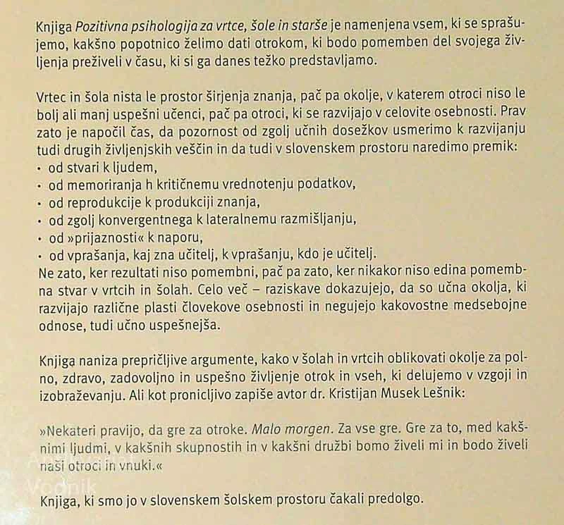 POZITIVNA PSIHOLOGIJA ZA VRTCE, ŠOLE IN STARŠE, Kristijan Musek Lešnik