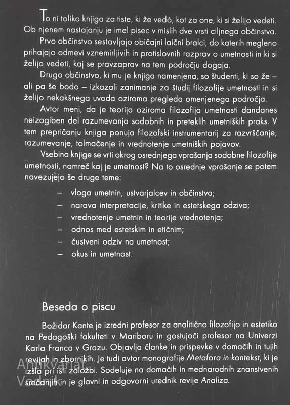 FILOZOFIJA UMETNOSTI, Božidar Kante