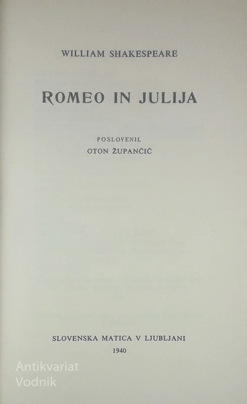 ROMEO IN JULIJA, William Shakespeare