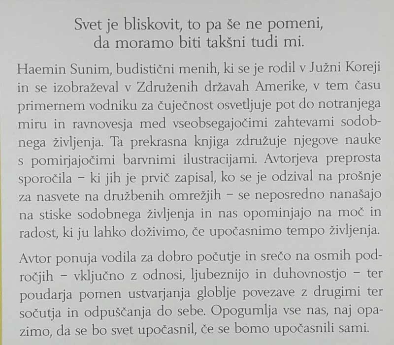 STVARI, KI JIH LAHKO OPAZITE SAMO, ČE SI VZAMETE ČAS, Haemin Sunim