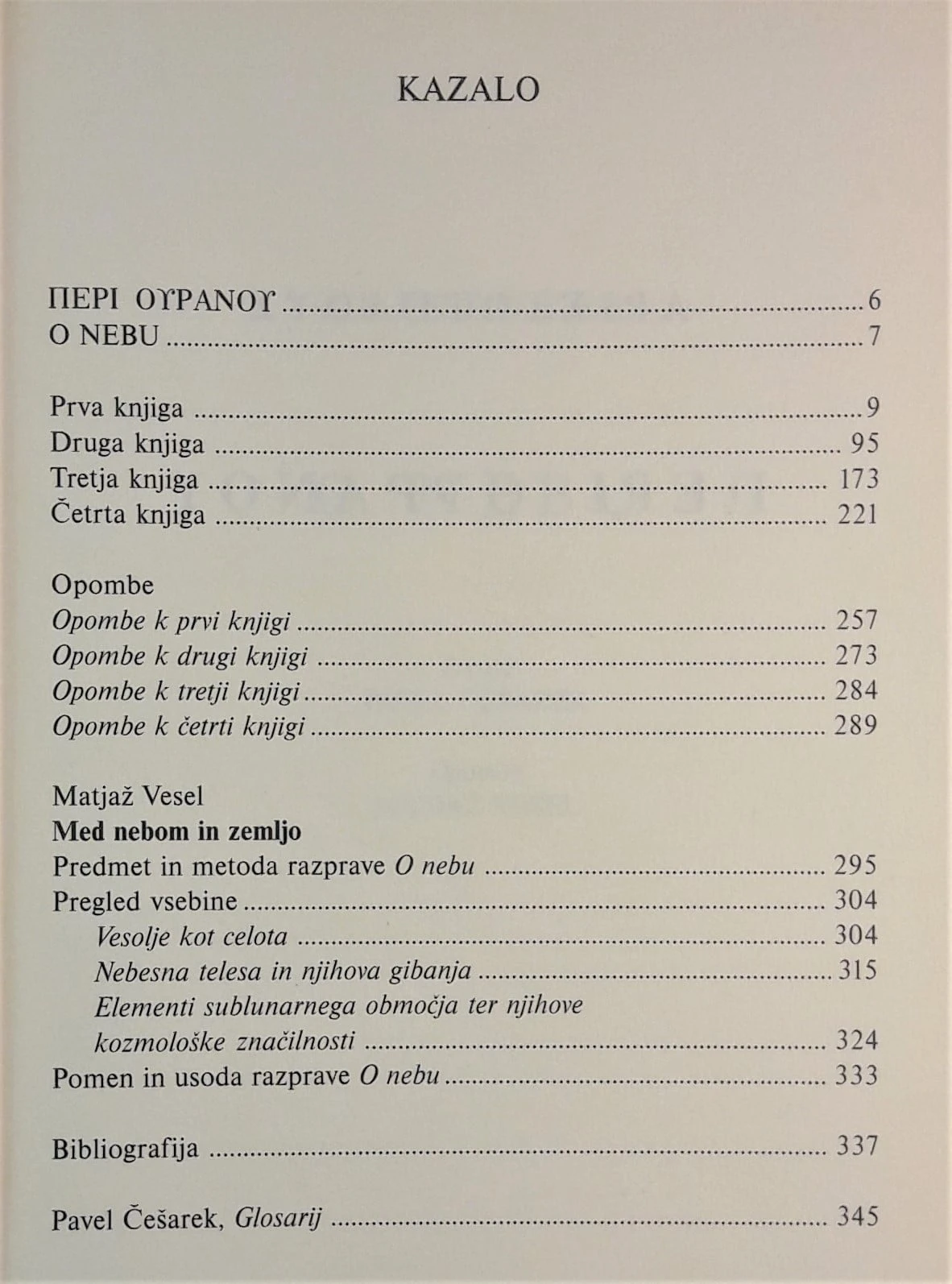 Aristotel, O NEBU, prevod Pavel Češarek