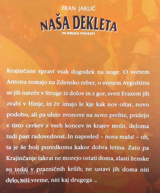 NAŠA DEKLETA IN DRUGE POVESTI, Fran Jaklič