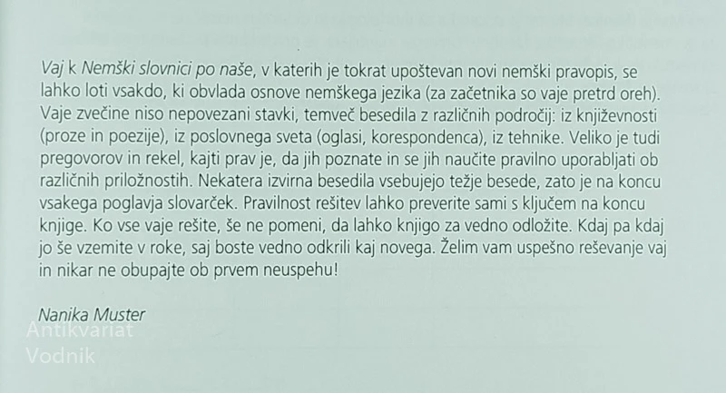 VAJE IZ NEMŠČINE, Nanika Muster