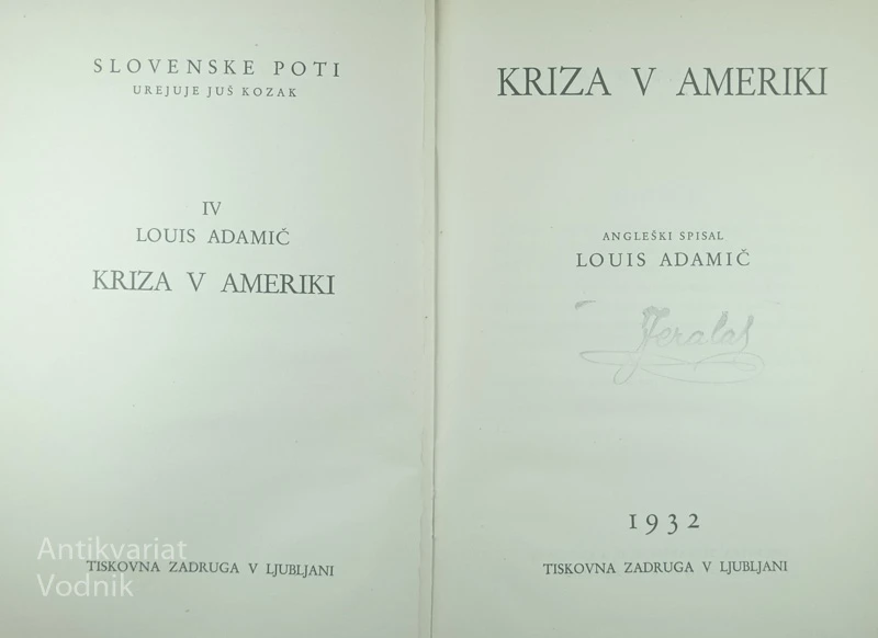 KRIZA V AMERIKI, Louis Adamič