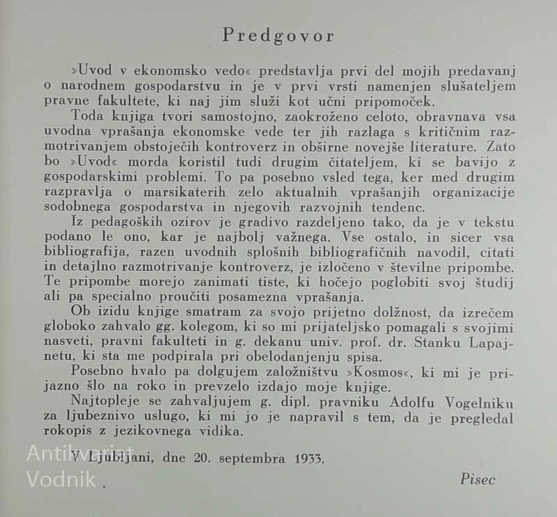 UVOD V EKONOMSKO VEDO, Dr. Aleksander Bilimovič