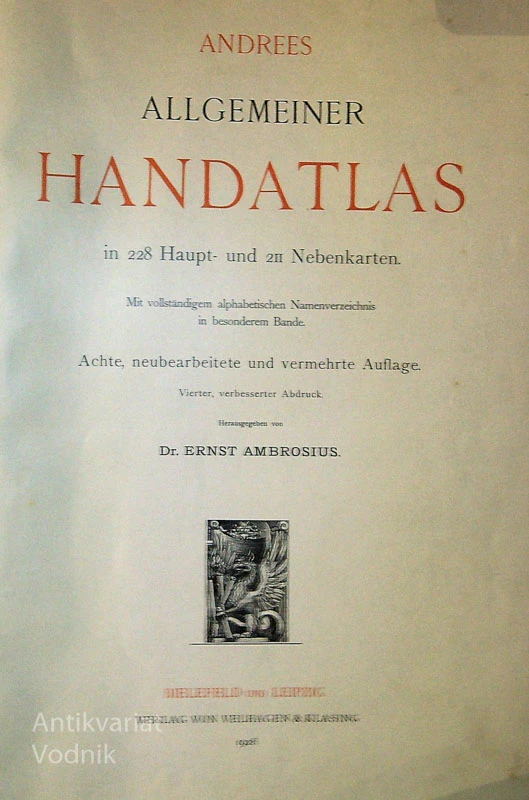 ANDREES ALLGEMEINER HANDATLAS in NAMENVERZEICHNIS ZU ANDREES HANDATLAS