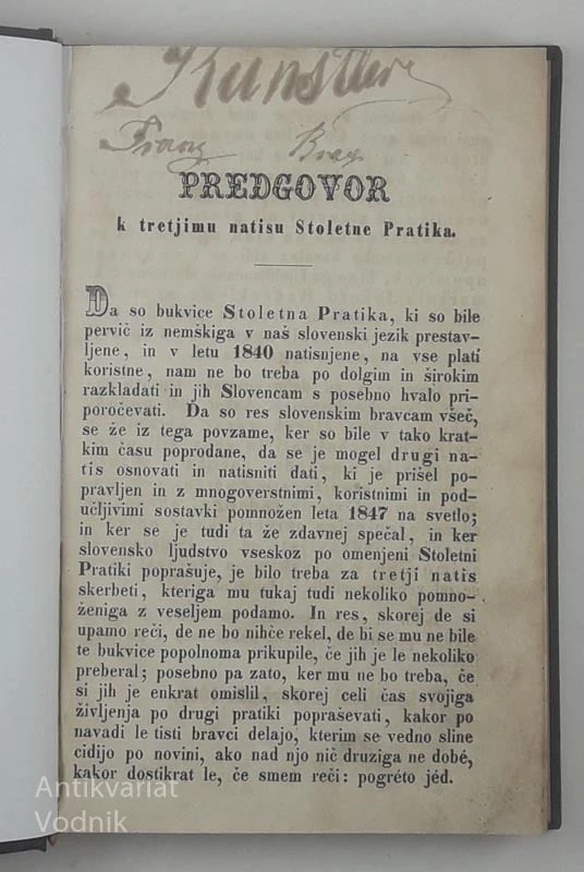 STOLETNA PRATIKA DEVETNAJSTEGA STOLETJA 1801-1901