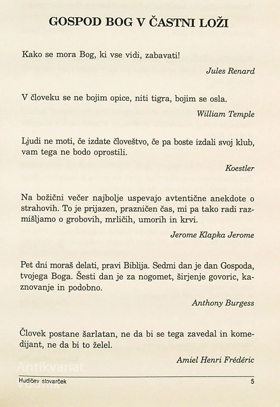 HUDIČEV SLOVARČEK; DROBNE MISLI VELIKIH MISLECEV (IN DRUGIH)