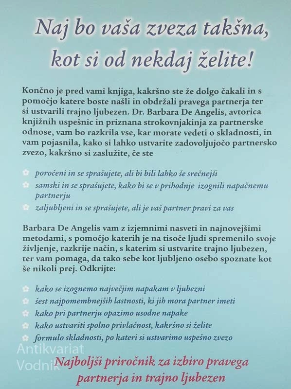 SI TI PRAVI ZAME?; KAKO ODKRITI PRAVEGA IN SE IZOGNITI NAPAČNIM, dr. Barbara De Angelis