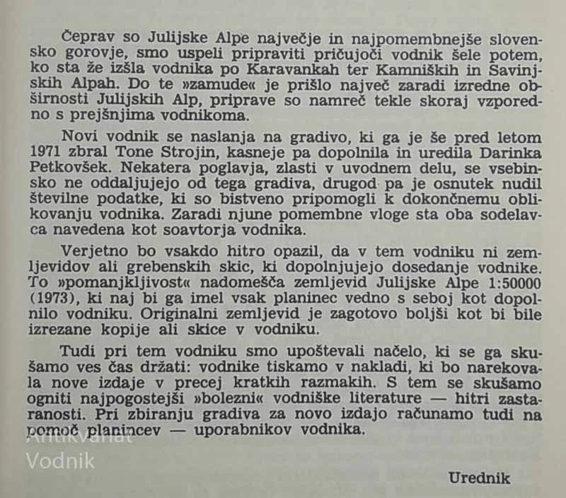 PLANINSKI VODNIK: JULIJSKE ALPE, Mihelič, Petkovšek in Strojin