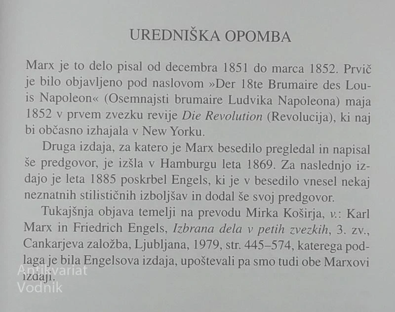 OSEMNAJSTI BRUMAIRE LUDVIKA BONAPARTA, Karl Marx
