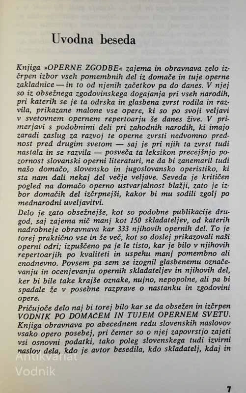 OPERNE ZGODBE, Smiljan Samec-Vodnik po dom. in t. opernem s.