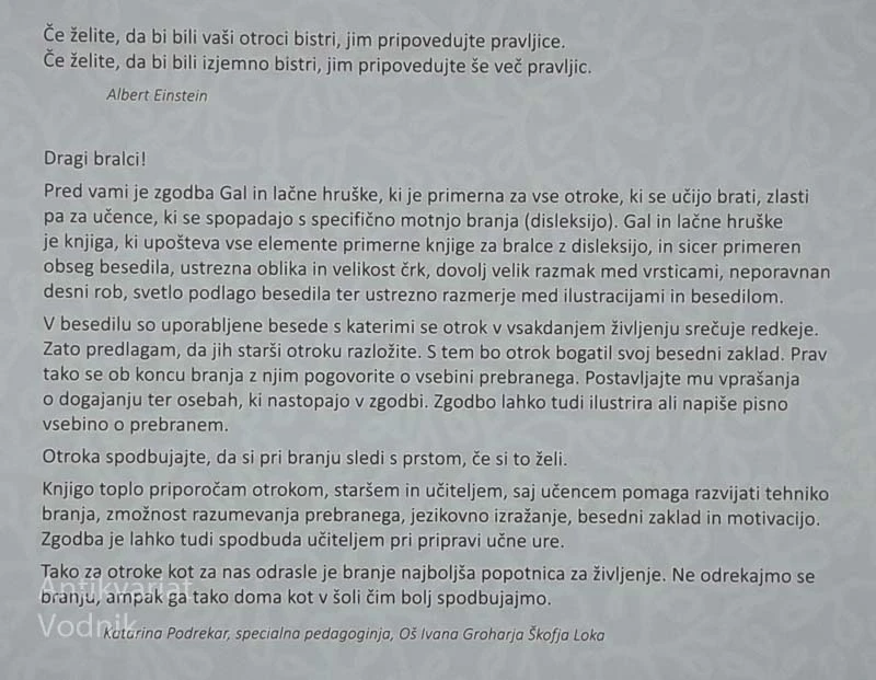 GAL IN LAČNE HRUŠKE, Milena Miklavčič