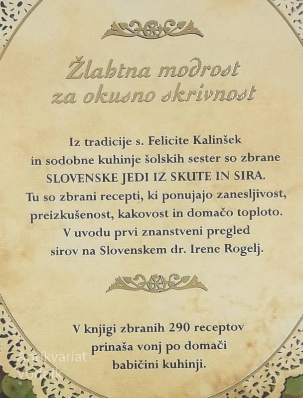 SLOVENSKE JEDI IZ SKUTE IN SIRA, po s. Feliciti Kalinšek