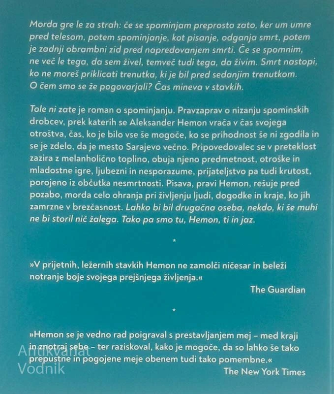 TOLE NI ZATE, Aleksandar Hemon