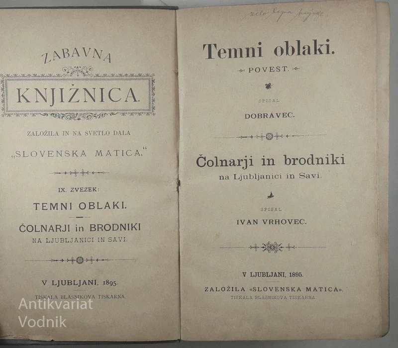 TEMNI OBLAKI, apisal Dobravec, ČOLNARJI IN BRODNIKI, spisal I. Dobrave
