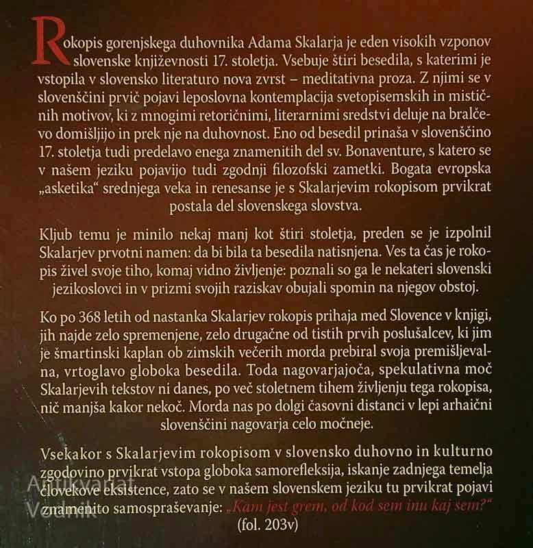 SKALARJEV ROKOPIS; ZNANSTVENOKRITIČNA IZDAJA, Adam Skalar