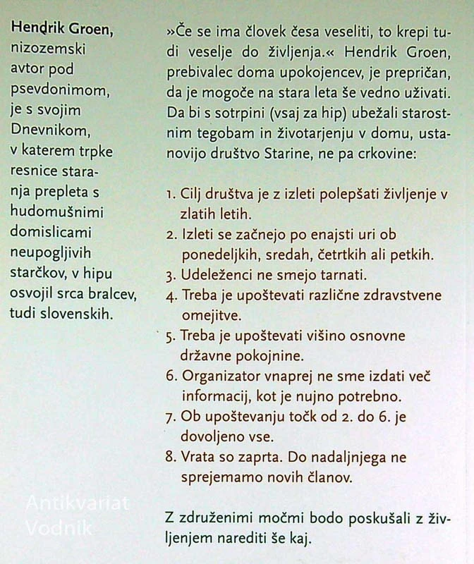 SKRIVNI DNEVNIK HENDRIKA GROENA P, STAREGA 83 LET IN 1/4, Stana Anželj