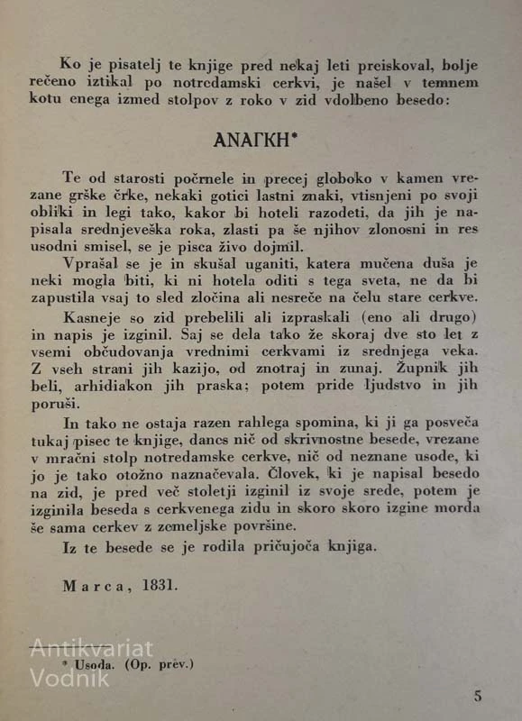 NOTRE DAMSKA CERKEV V PARIZU, Victor Hugo