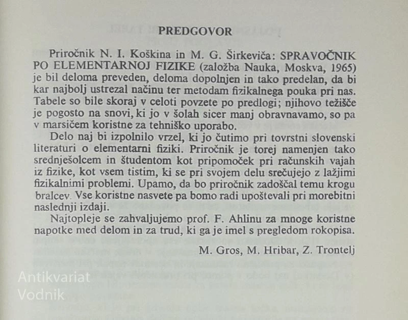 PRIROČNIK ELEMENTARNE FIZIKE, N. I. Koškin in M. G. Širkevič